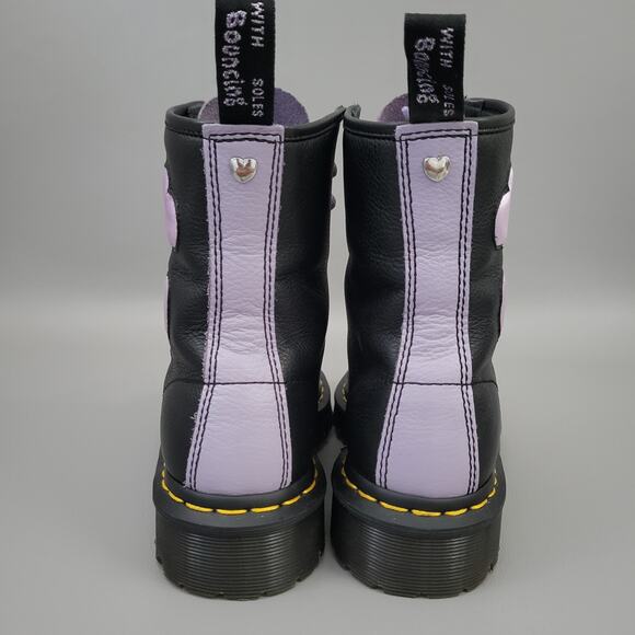 Dr. Martens Womens 1460 Boots Size 6 Purple Satin Hearts Lace-Up Black - Picture 7 of 12